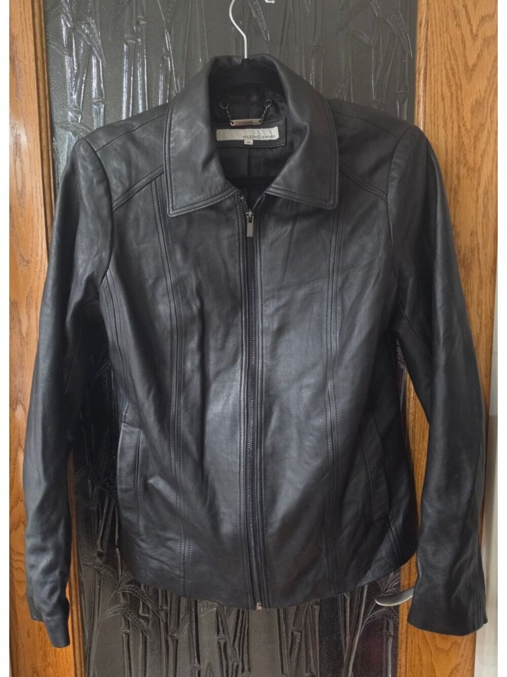 Vintage Y2K Wilsons Leather Lambskin Jacket Womens Medium Black Buttery Soft Zip